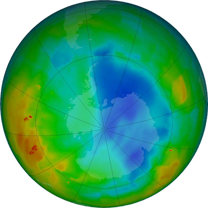 Antarctic ozone map for 29 July 2011